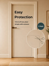 Door with protective film packaging labeled 'Easy Protection' on a beige wall. ##36 x 20"##1-Pack