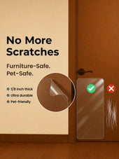 Scratch-resistant protective film on a wooden surface with text highlighting features. ##36 x 20"##1-Pack