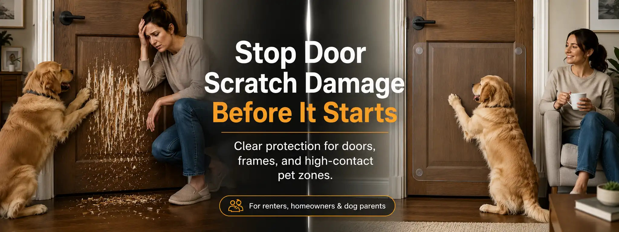 Door protection for dog scratching.